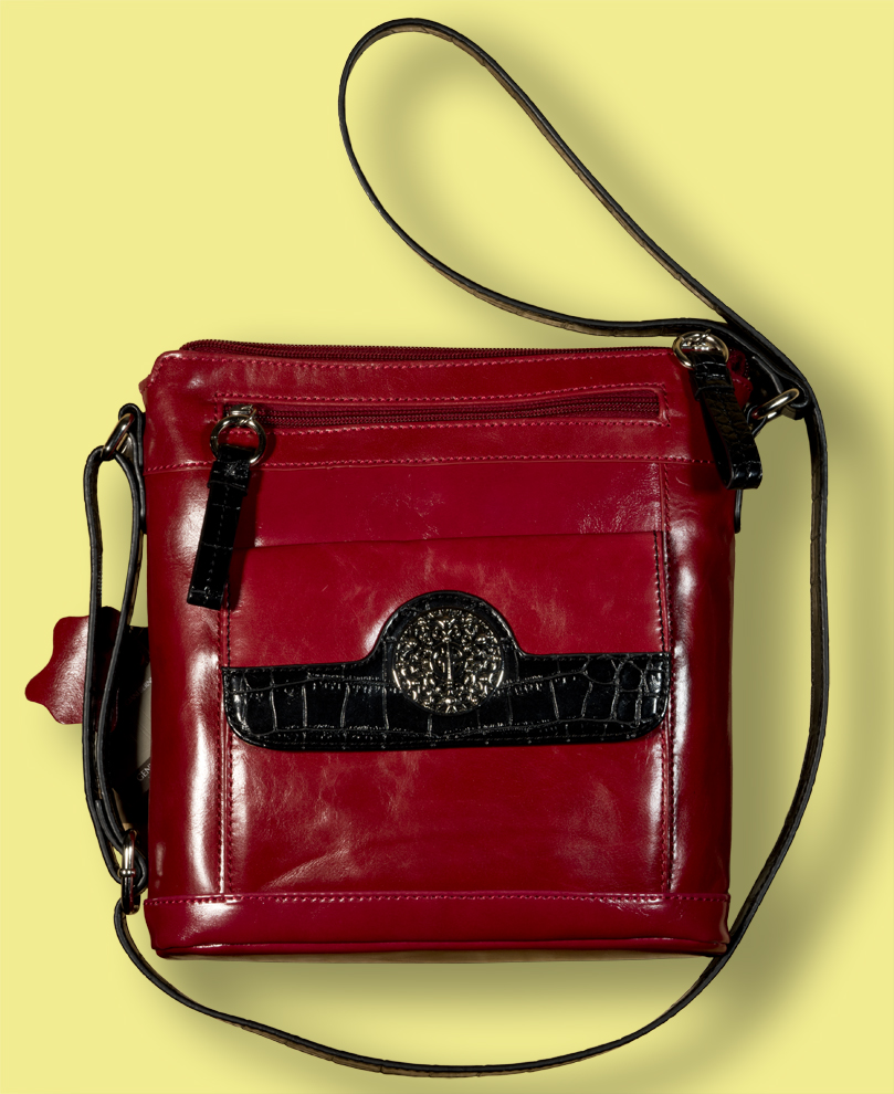 giani bernini red leather purse