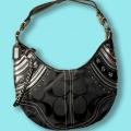 Coach Half Moon Purse Black and Silver