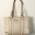 Dana Buchman Beige Fabric and Leather Shoulder bag